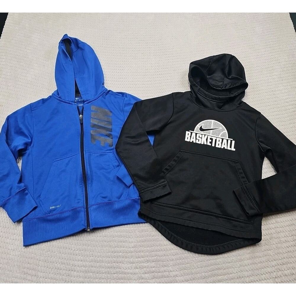 Nike Sweatshirts Boys Youth Small Blue Full Zip & Black Basketball Pullover